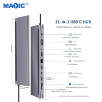 Computer Hardware Software 4k HDMI VGA USB 3.0 TF/SD Card RJ45 Type C USB Hub Docking Station 11 in 1 USB C Hub