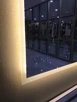 Cermin LED persegi panjang, riasan sederhana perak bagus murah, latihan pintar, cermin kamar mandi dengan lampu LED Bluetooth