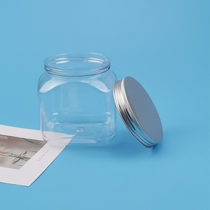 4 oz pet square jar plastic empty body butter jars clear plastic pet jar container with aluminum lid