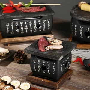 Plaque <span class=keywords><strong>de</strong></span> cuisson en <span class=keywords><strong>pierre</strong></span> volcanique japonaise et coréenne pour steak, avec <span class=keywords><strong>barbecue</strong></span> au <span class=keywords><strong>charbon</strong></span> et à l'alcool pour la maison et la restauration - Product Image 4