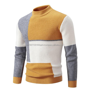 Suéter de Punto con Cuello Alto para Hombre, Estilo Coreano, Color Block, Moda Juvenil, Informal, Invierno 2026 - Product Image 4
