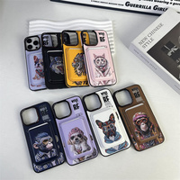 Coque de téléphone en cuir avec peinture personnalisée Pack de cartes magnétiques Couverture mobile pour iPhone 16 15 14 13 12 11 Housse de luxe