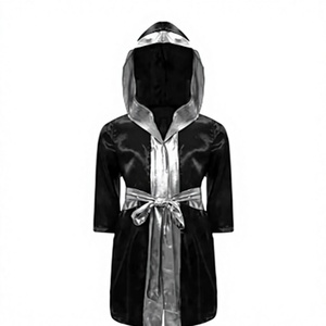 PROFIT SPORTS Robe d'entraînement de boxe de haute qualité pour hommes, broderie personnalisée, impression, respirante, séchage rapide, satin noir, toutes saisons - Product Image 1