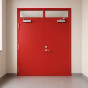 תעשייתי כפול אדום דלת אש מניעת אש בנייה פלדה מגולוון עבור קניון בית החולים - Product Image 5