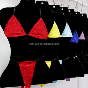 S613 Glitter Sexy <strong>Young</strong> Girl Rhinestone <strong>Bikini</strong> Two Pieces Crystal <strong>Bikini</strong> Beachwear Halter Backless Triangle Thong Swimsuit - Product Image 2