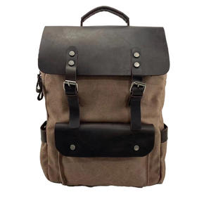 Sac à dos de travail rétro américain, sac à dos de voyage multifonctionnel en toile à blocs de couleur poivre et <span class=keywords><strong>sel</strong></span>, couleur unie B0127 - Product Image 1