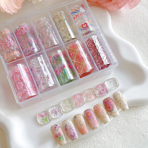 Spring Flower Nail <b>Transfer</b> Foils Water <b>Transfer</b> Self-Adhesive <b>Stickers</b> Vibrant Tulip Floral Design for DIY Nail Art Decorations - Product Image 1