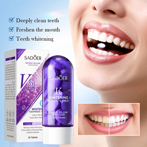OEM SADOER venta al por mayor nuevo superventas V34 color fruta uva Blanqueamiento <span class=keywords><strong>Dental</strong></span> <span class=keywords><strong>pasta</strong></span> de <span class=keywords><strong>dientes</strong></span> tabletas masticable <span class=keywords><strong>pasta</strong></span> de <span class=keywords><strong>dientes</strong></span> con personalizado - Product Image 1