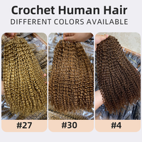 Extensions de Cheveux Humains Bouclés Crépus à Pose Rapide Sans Raccord, Tresses au Crochet Pré-bouclées d'Aspect Naturel sans Nœuds
