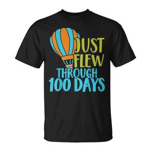 Camiseta con diseño de globo aerostático, 100 días que pasaron volando, para niños y profesores - Product Image 1