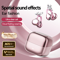 Écouteurs sans fil Bluetooth étanches pour femmes, design boucle d'oreille ouverte en cristal, style mode