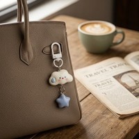 505 Porte-clés et pendentif de sac avec nuages amusants et mignons à expression sans parole, style Ins, pour fille, avec boucle de suspension en forme de haricot