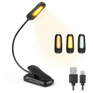 Lámpara de lectura nocturna recargable USB ajustable Led Clip de protección ocular flexible en la luz del libro