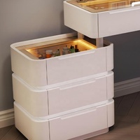 Mobilier de luxe blanc pour femmes coiffeuses de coin modernes avec miroir à led et armoire pour chambre à coucher