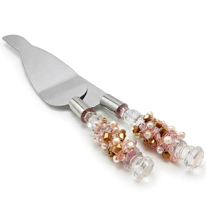 Elegant Stainless Steel Cake Knife <b>Set</b> With Beaded Handles Handmade For Dessert Serving Wedding And Parties Serving Flatware - Product Image 1