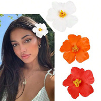 Offre spéciale transfrontalière 9cm en plastique fleur d'hibiscus pince à cheveux côté plage artificielle voyage épingle à cheveux mariée et maillot de bain