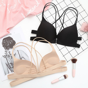 Pecho pequeño Push-Up Belly Contracting Gathering Bra Sexy Beauty Back Cross Strap Hebilla frontal Sujetador <span class=keywords><strong>de</strong></span> belleza transpirable Anillo <span class=keywords><strong>de</strong></span> acero - Product Image 2