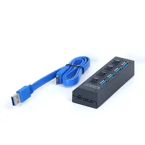 ABS Plastic 7 Port USB HUB Multi USB 2.0 Splitter High Speed Converter Adapter with Switch For Notebook