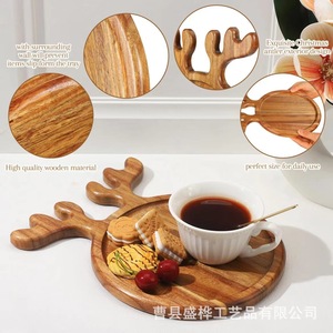 Plateau de service en bois en forme de renne pour fruits, collations, bonbons, décoration de fête, assiette de petit-déjeuner à la maison - Product Image 4