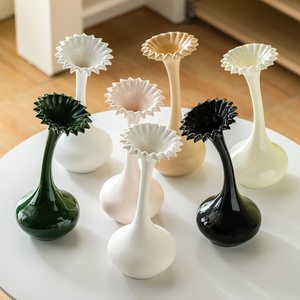 Vase en céramique Zen Minimalisme, pièce maîtresse sculpturale pour salon de thé et salon moderne, décoration artistique pour plantes et tiges - Product Image 1