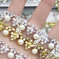 Nouvelle dentelle brodée de strass de 1,3 cm, chaîne de perles DIY, accessoire pour jupe de danse, matériau vestimentaire