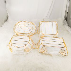 Con scatola di immagazzinaggio della borsa di stoffa cestino di immagazzinaggio del filo di acciaio del pane della frutta dello spuntino dall'aspetto <span class=keywords><strong>Vintage</strong></span> moderno con le maniglie - Product Image 1