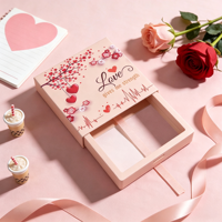 Boîte cadeau à tiroir sur le thème de la Saint-Valentin, boîte rigide avec fenêtre transparente pour bracelet, collier, petit emballage de bijoux