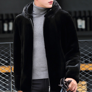 <span class=keywords><strong>Cappotto</strong></span> da <span class=keywords><strong>Uomo</strong></span> di Lusso in Vera Pelliccia di <span class=keywords><strong>Visone</strong></span> Cinese Morbida e Liscia con Cappuccio per l'Inverno - Product Image 3