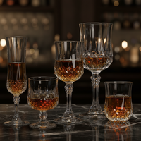 Verre à vin transparent taillé en diamant de style européen, personnalisable avec logo, capacités de 150 à 260 ml, pour banquets et usage domestique (vente en gros)