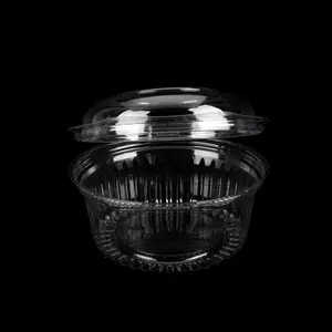 Disposable Clear PET Clamshell Hinged Lid Container Packing Plastic Blister Fruit Salad Box