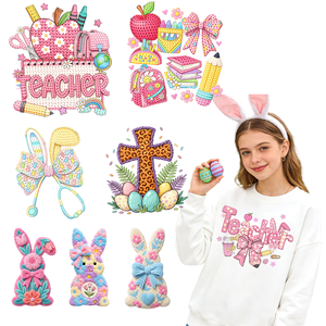 Vinyle de transfert thermocollant imperméable en fil de fausse fourrure durable pour Pâques, prêt à presser, pour vêtements - Product Image 1