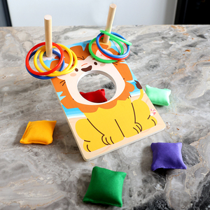 Montessori bébé anneau en bois lancer sac de sable jeu éducatif apprentissage aides pédagogiques Juguetes Para Nias De 9 a <span class=keywords><strong>12</strong></span> jouets pour enfants - Product Image 4