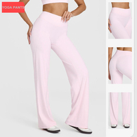 Pantalons de yoga à jambes larges sans couture avant pour la gym, le Pilates et les entraînements