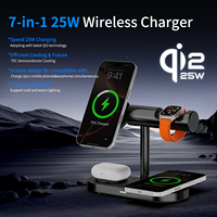 Chargeur sans fil magnétique 15W PD, station de charge rapide avec ventilateurs à LED et support pour téléphone, port Type-C