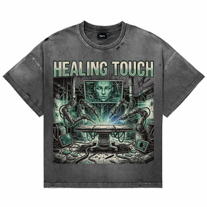 T-shirts pour hommes en coton délavé à l'acide, respirants, avec impression personnalisée Future Intelligence, coutures droites, manches courtes, col rond - Product Image 1