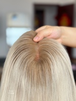 SHY Hair Topper Mono Base Cheveux Humains Bruts Texture Lisse Couverture de la Couronne Fournisseur pour Salons
