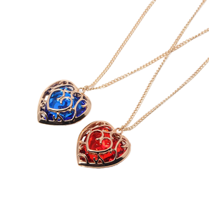 Collier pendentif en alliage plaqué or Haomi CE, lien Skyward Sword, cœur rouge, chaîne à maillons, pierres en zircon, bijoux tendance pour femmes et hommes - Product Image 1