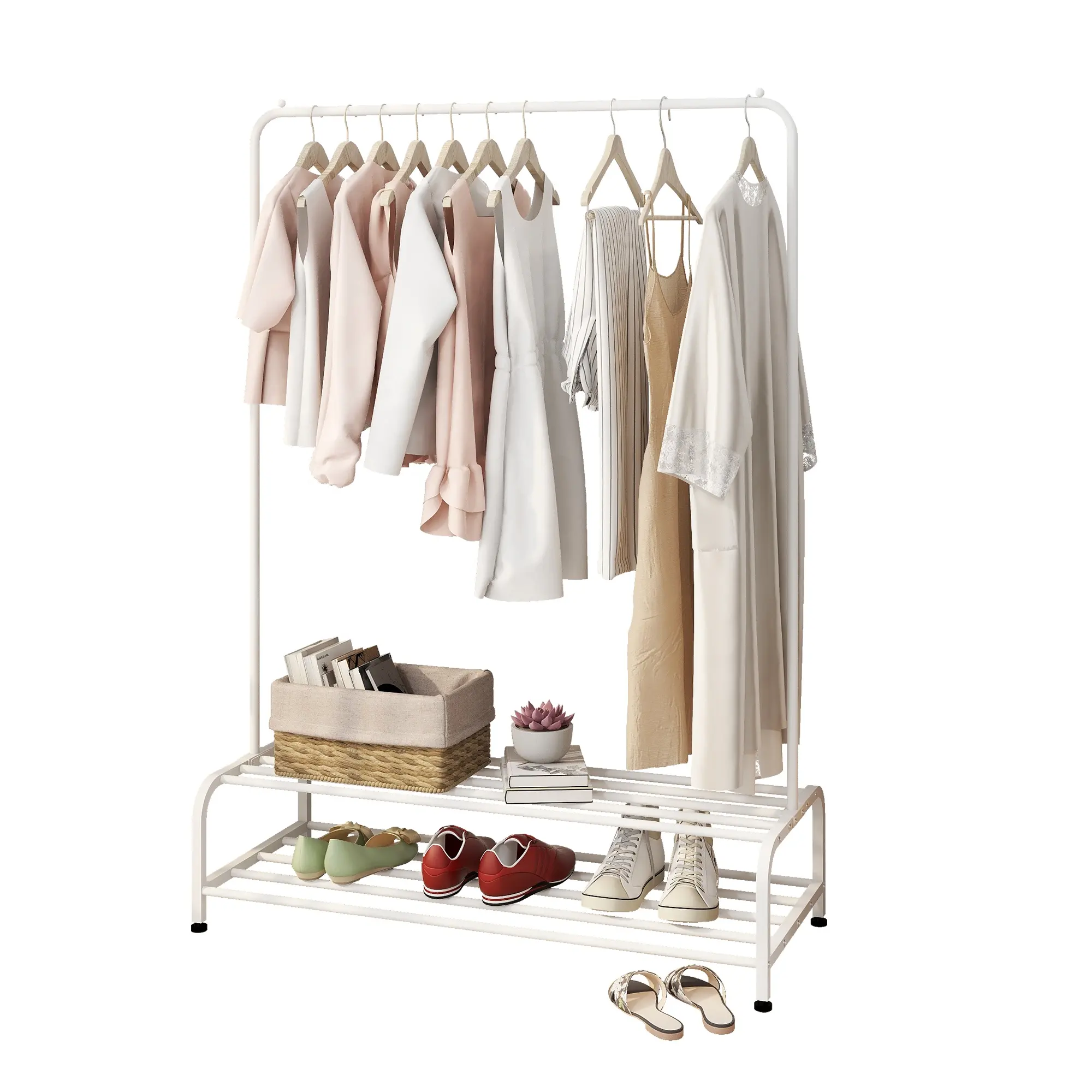 Kleding Kledingstuk Rack Met Planken Metalen Doek Hanger Rack Stand Droogrek Badkamer Plank