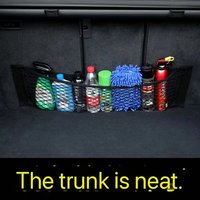 Filet de rangement universel pour coffre arrière de voiture avec fixation adhésive, sac de rangement pour dossier de siège, organisateur de voiture