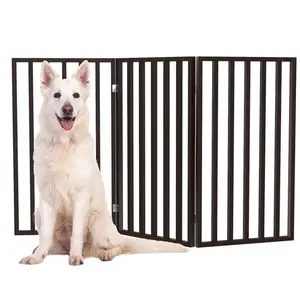 Barrière autoportante de 32 pouces pliante en accordéon pour animaux de compagnie Clôture d'intérieur en bois pour chien