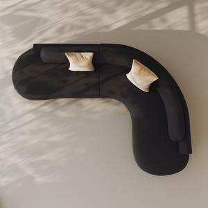 Canapé italien minimaliste incurvé, semi-circulaire, en peau de mouton, rembourrage en mousse, salon, bureau, hôtel, zone de réception, design moderne - Product Image 4