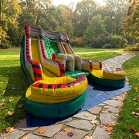 Parc de trampolines gonflable commercial avec toboggan d'escalade, toboggan double piste sec et humide pour fêtes, MILE PVC, capacité 500 personnes