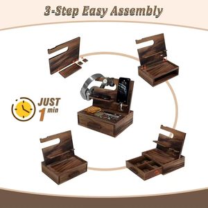 Organizador de Joyas de Madera con Cajón y Espejo para Almacenamiento y Exhibición en Escritorio - Product Image 3