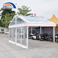 Tente transparente de luxe 6x15M 6x20M 6x25M avec porte en verre pour les événements clients vip cinq étoiles