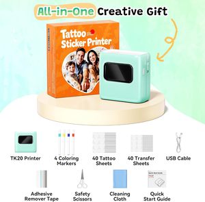 Mini Imprimante TK20 pour Tatouages Éphémères sur Peau, Imprimante Bluetooth pour Tatouages Temporaires pour Filles et Garçons, Kit d'<span class=keywords><strong>Art</strong></span> Corporel Personnalisé, Décorations de Fête - Product Image 2