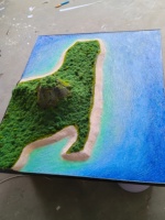 Modèle en relief 3D personnalisé avec vue sur la montagne et l'océan de Le Morne Brabant, service personnalisé de haute qualité 120*100cm