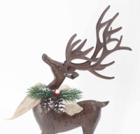 Décoration de Noël Animée Classique Fini Brillant, Renne en Fer, Figurine Artisanale d'Extérieur, Jouet, Marque YINGTU, 14x11.25 Pouces