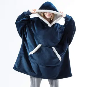 Grosir Hoodie Piyama Flanel Pullover Unisex Dalam Ruangan Luar Musim Dingin Kasual Panjang Bordir Logo Pria Hoodie