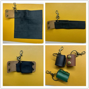 Wholesale Eyeglass Cleaning Sunglasses Cloth Pouch with Leather Case Keychain Eyeglasses Screen Cleaning Cloth Hanging for Daily - Product Image 2