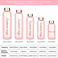 Bouteille d'eau en verre borosilicate givré personnalisée de 32 oz, dégradé de couleurs, avec marqueur de temps